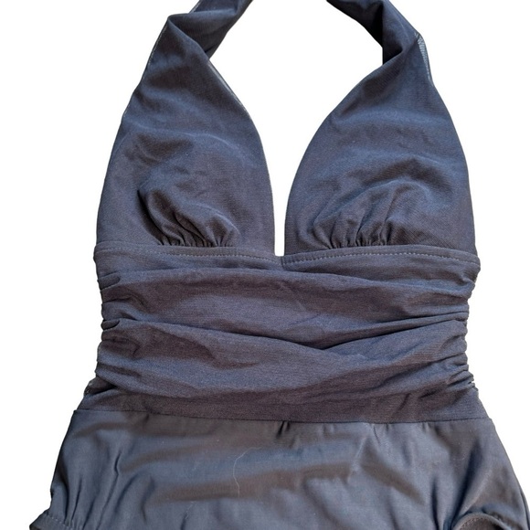 Vintage 80s Mainstream Swimsuit One Piece Bodysuit Halter Union Made USA Sz 8 - Picture 2 of 10